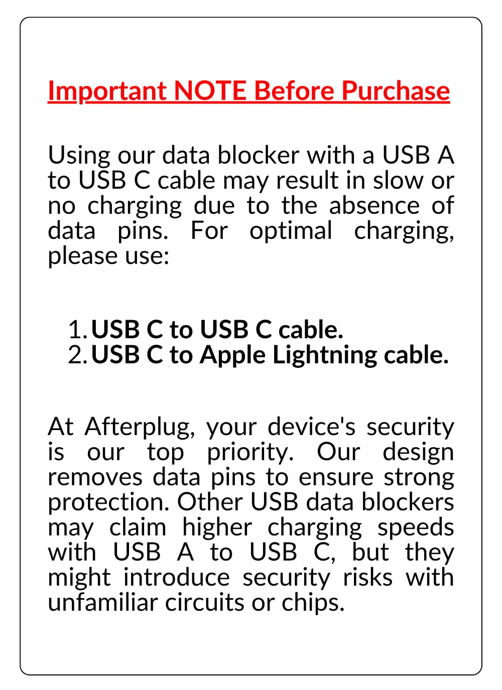 Afterplug USB C to C Data Blocker, Anti Juice Jacking, for Charge Only, Case Friendly Design, Support up to 240W PD Charging (2-Pack), Red