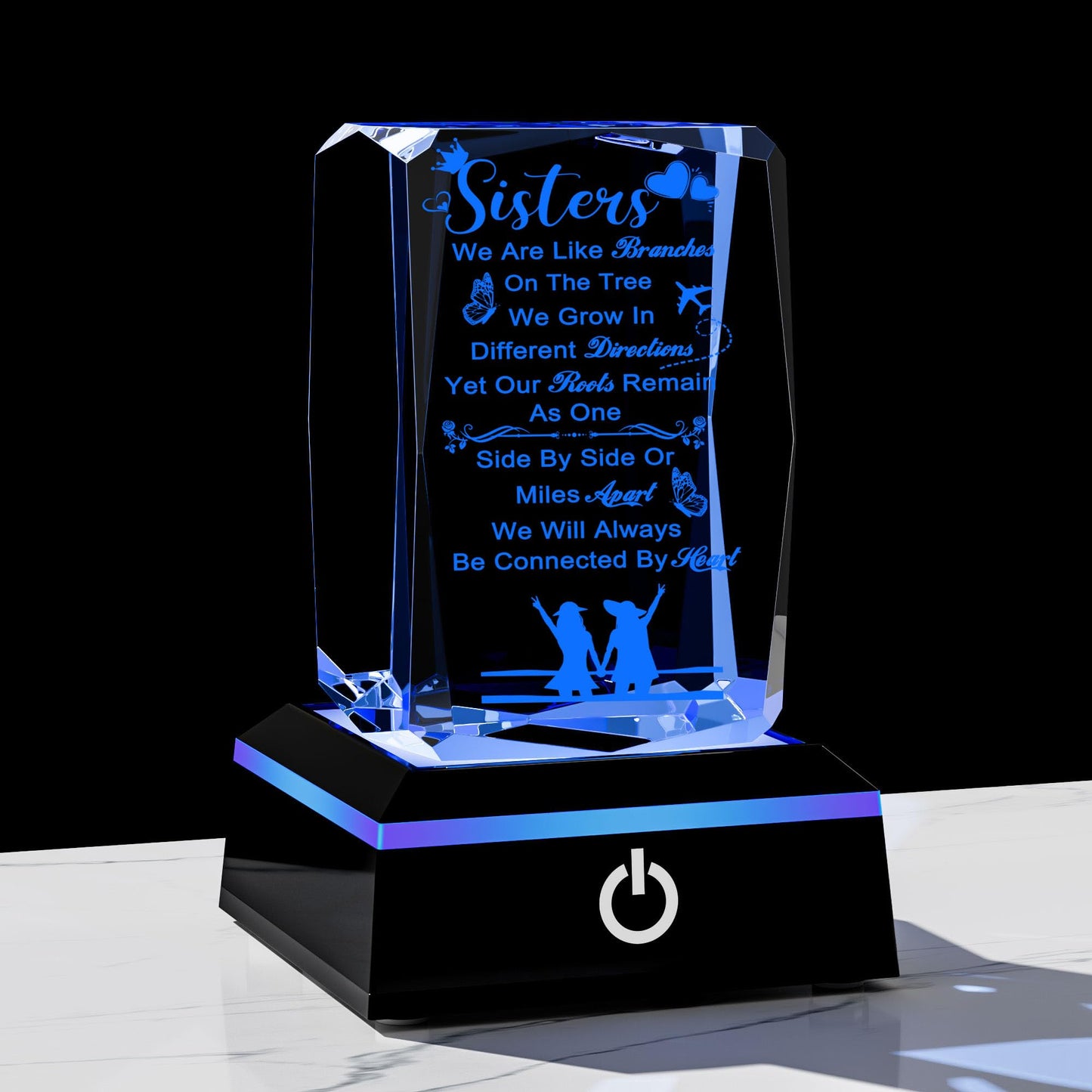 Movdyka Sister Gifts for Sisters Funny, 3D Layser Engraved Sisters with Base, Best Unique Birthday Christmas Wedding Graduation Sister Gifts Ideas from Sisters Brother for Soul Big Little Sister