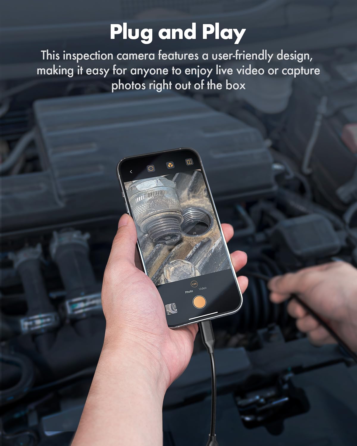 Anykit USB Endoscope Camera with 8 Adjustable LED Lights, Borescope with Semi-Rigid Snake Camera, IP67 Waterproof Inspection Cam Compatible with iPhone and Android Devices (9.8 ft)
