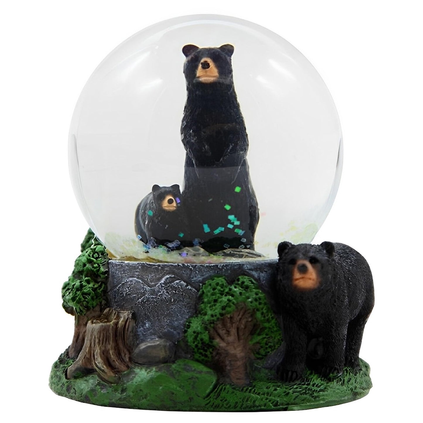 ICE ARMOR 3.5" H Black Bear Glitter Snow Globe Decoration Figurine