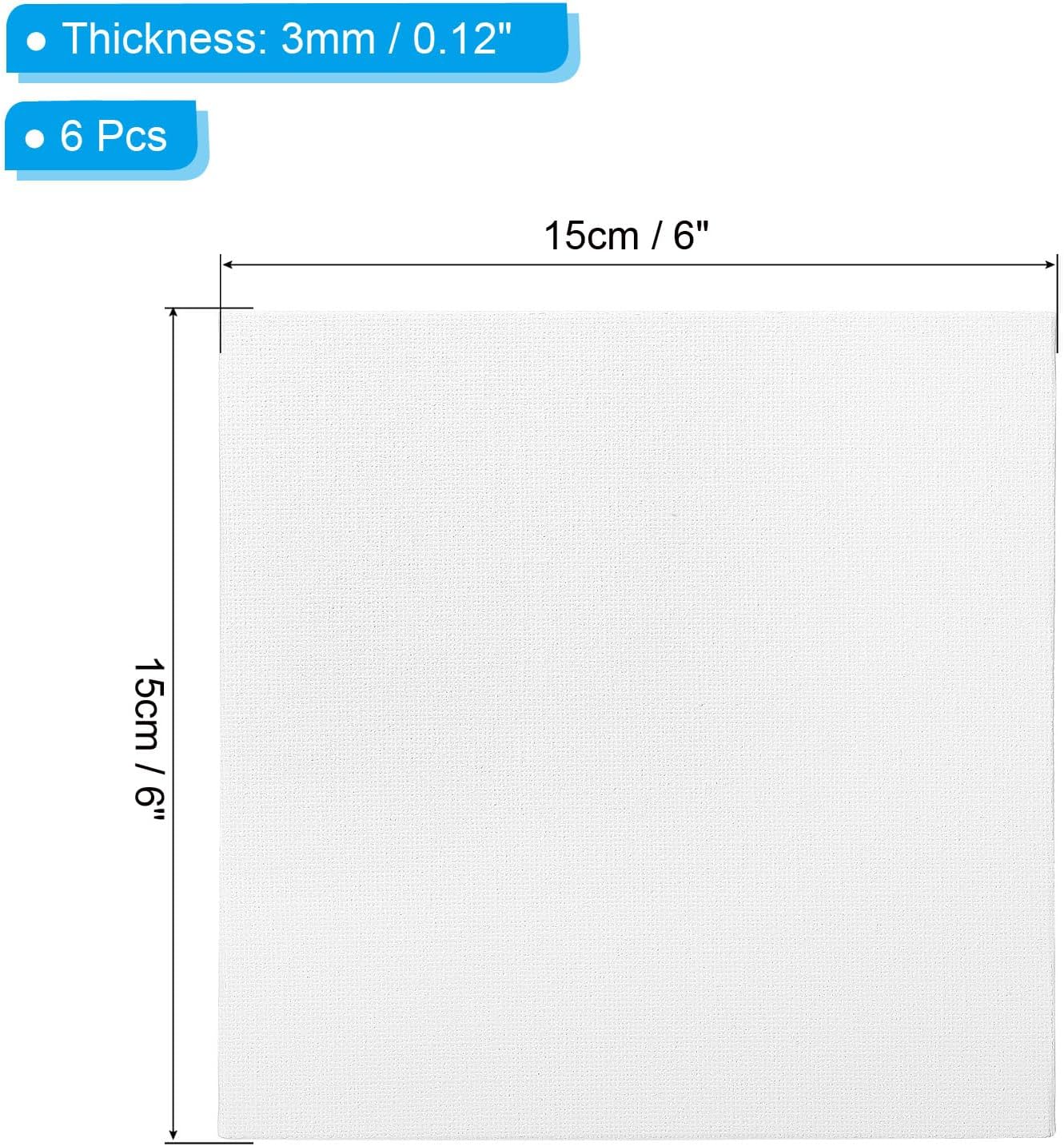PATIKIL 6x6 Canvas Boards for Painting, 6 Pack 100% Cotton Square Triple Primed Stretched Blank Art Canvas Panel Bulk Thin for Acrylic, Oil, Tempera Paints, White