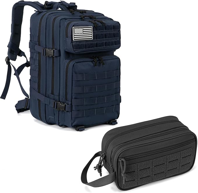 QT&QY 45L Tactical backpack & Tactical Toiletry Bag