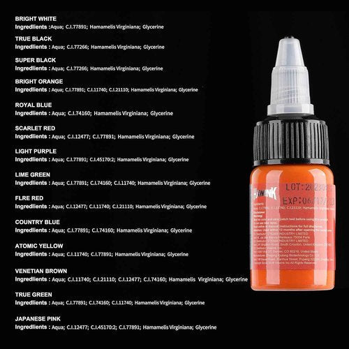 Wireless Tattoo Kit Tattoo Gun Rotary Tattoo Machine+ Tattoo Ink Set 1/2 oz (15ml) Tattoo Supply 14 Colors