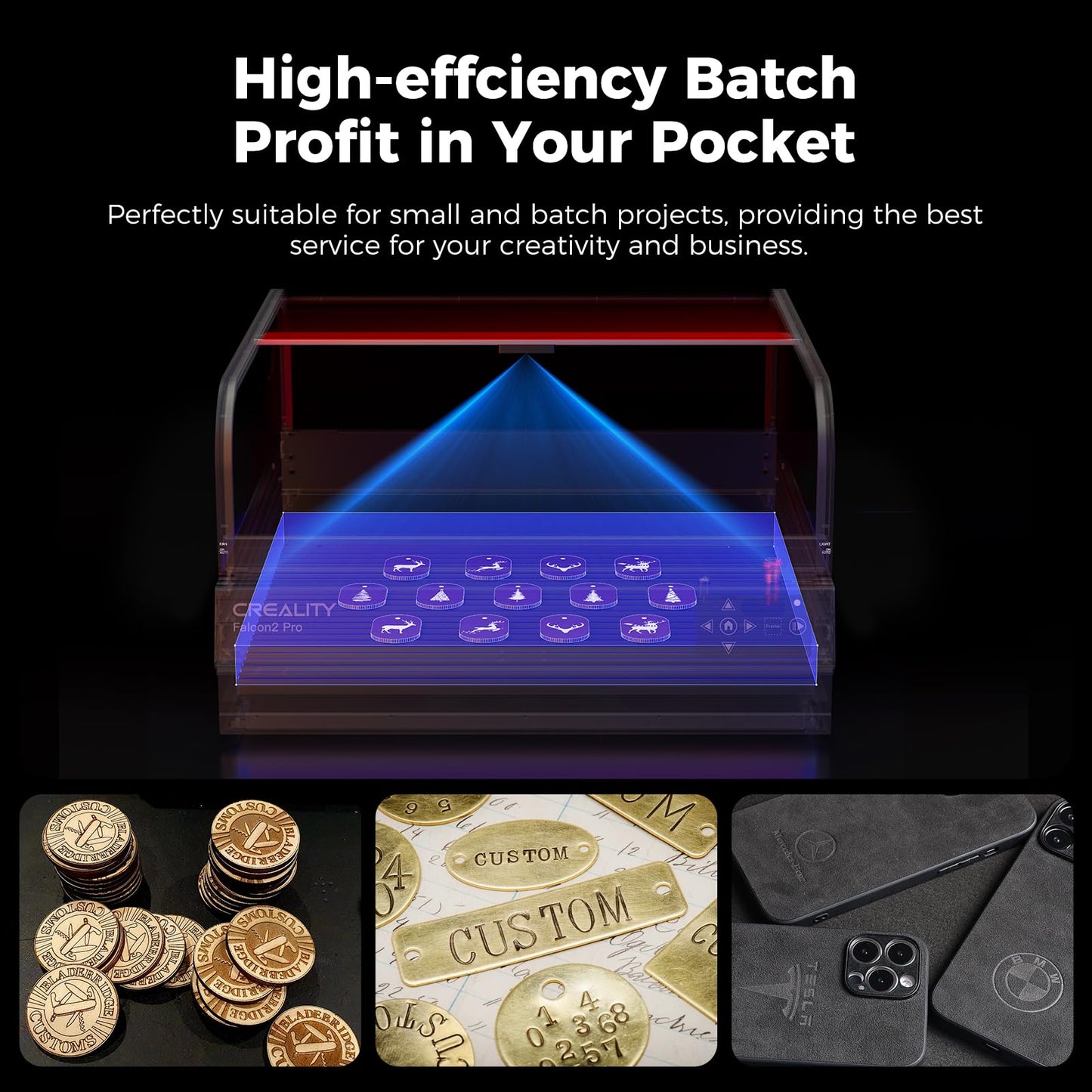 Creality Falcon2 Pro 40W Laser Engraver-Desktop Diode 240000mW Output with Integrated Enclosure, Camera&Air Assist for Batch Process, 600mm/s, Laser Cutter and Engraver Machine for Wood/Acrylic