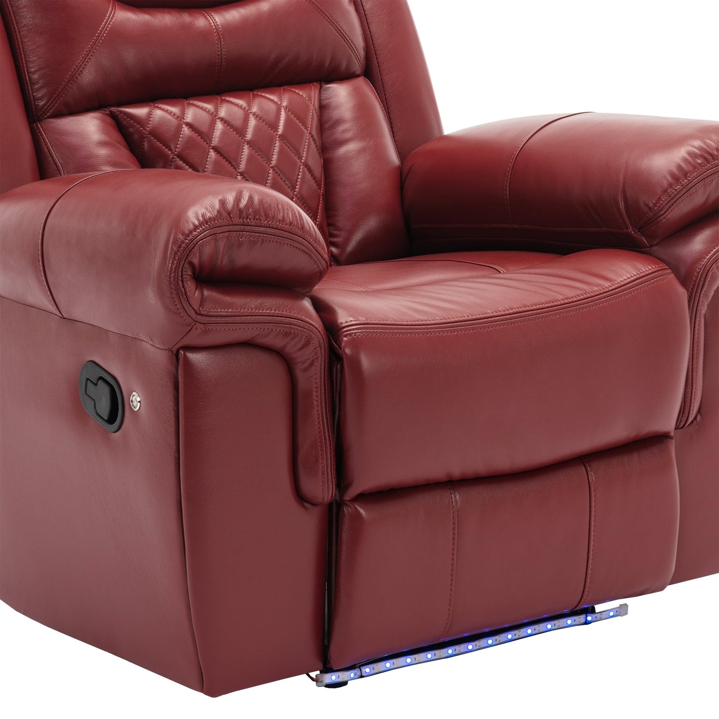 ERYE Manual Recliner Chair with LED Light Strip for Living Room, Bedroom, Manual Reclining Home Theater Seating Armchair, Faux Leather Tufted