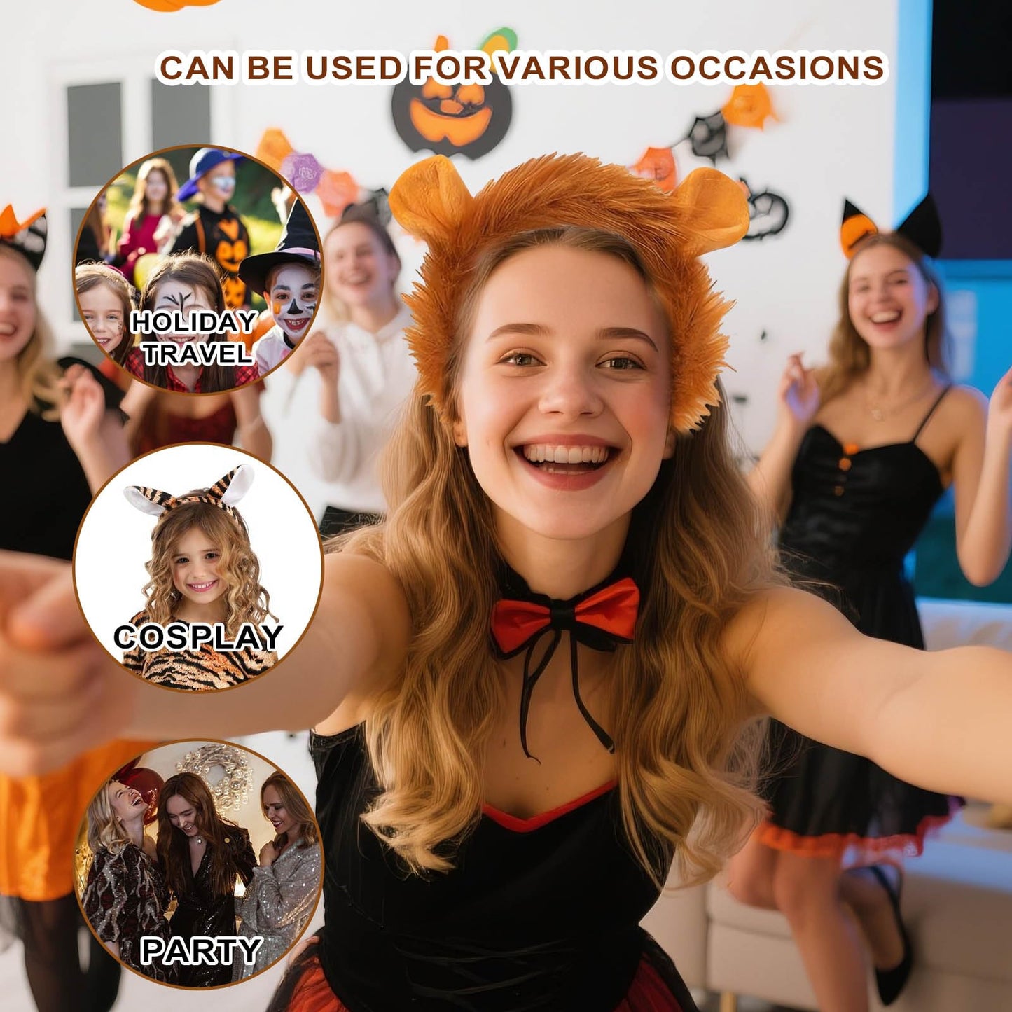 HATINXIA 5Pcs Lion Costume Set for Adult Men Women - Lion Ears Headband with Mane, Furry Tail, Paw Gloves and Nose for Halloween Dress Up Cosplay Accessories Party Supplies