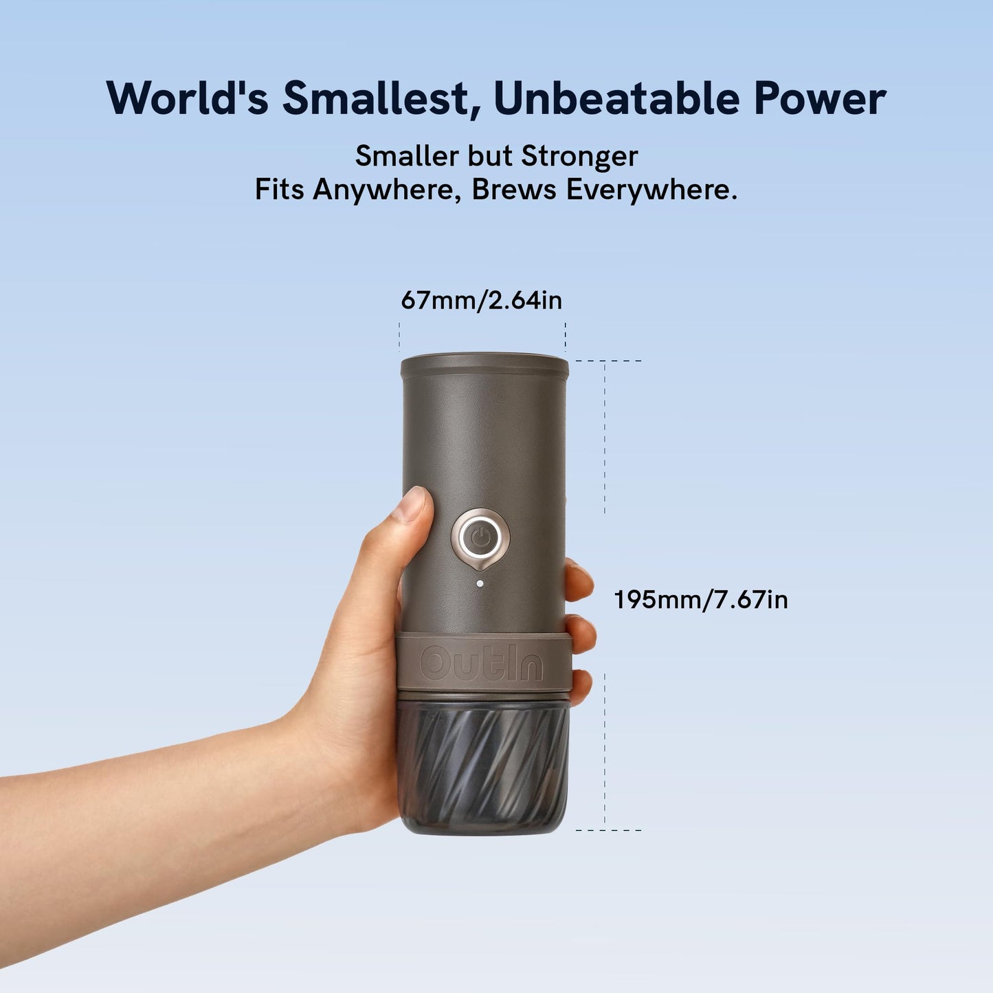 OutIn Mino Portable Electric Espresso Machine, Mini Camping Coffee Maker, Pocket Sized Coffee Machine Self-Heating with USB-C for adventure, compatible with Ground & NS Capsule