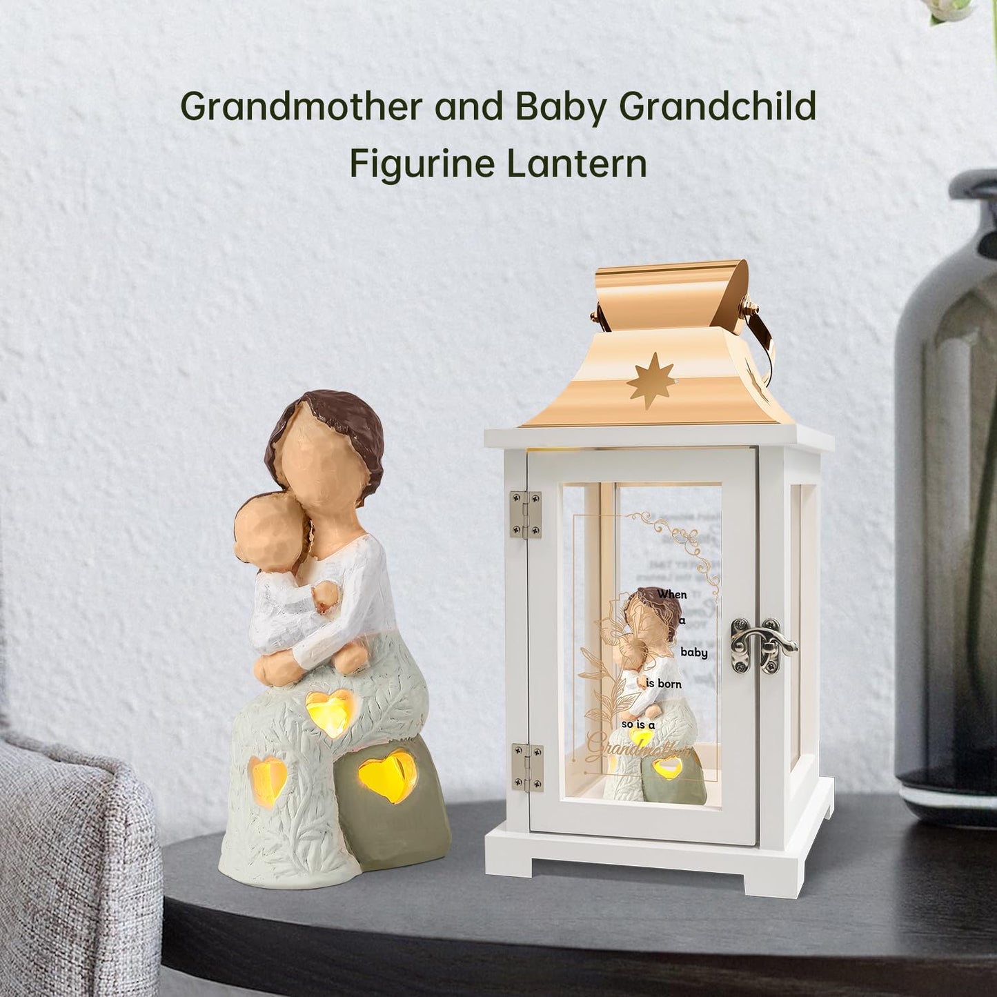Homazing New Grandma Gifts First Time 2025, Mothers Day Birthday Grandmother Gifts, First Time Grandma Figurine Lantern