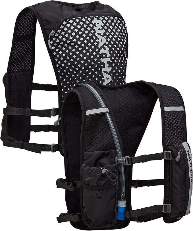 Nathan Hypernight QuickStart 2.0 4 Liter Hydration Pack w/ 1.5L Bladder, Reflective to Be Seen at Night, Front Water Bottl...