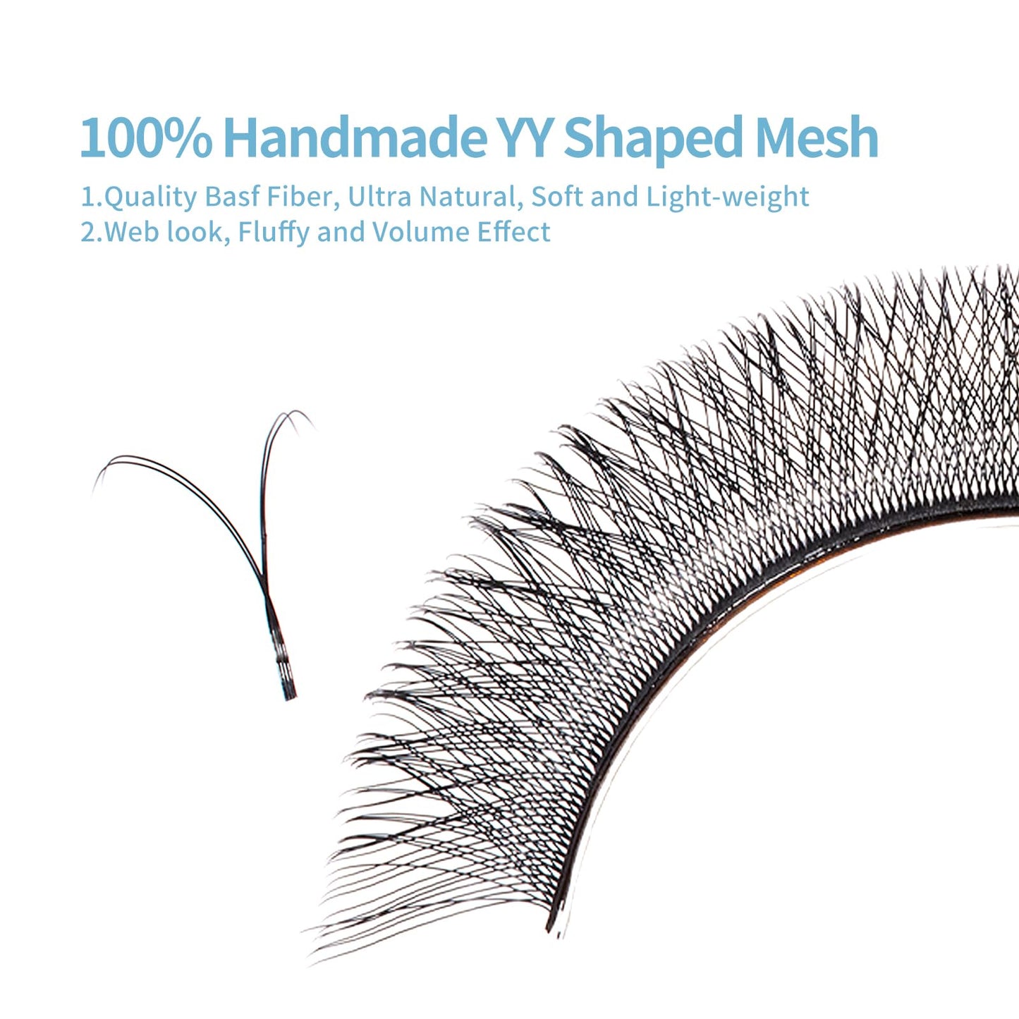 DeceMars Two Tip YY Eyelash Extensions Supplies D Curl 0.07mm Thickness 13mm Soft Lash Trays Premade 4D Easy Fan Y Shaped Volume