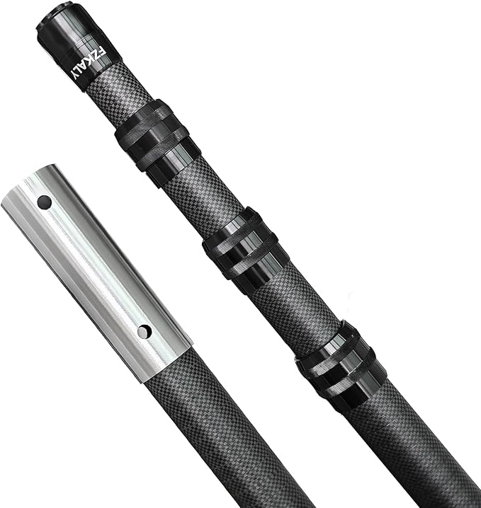 Fzkaly Carbon Fiber Pool Pole, Professional 15 FT Telescoping Swimming Pool Cleaning Pole 4.6 to 15 FT, Ultra-Lightweight ...