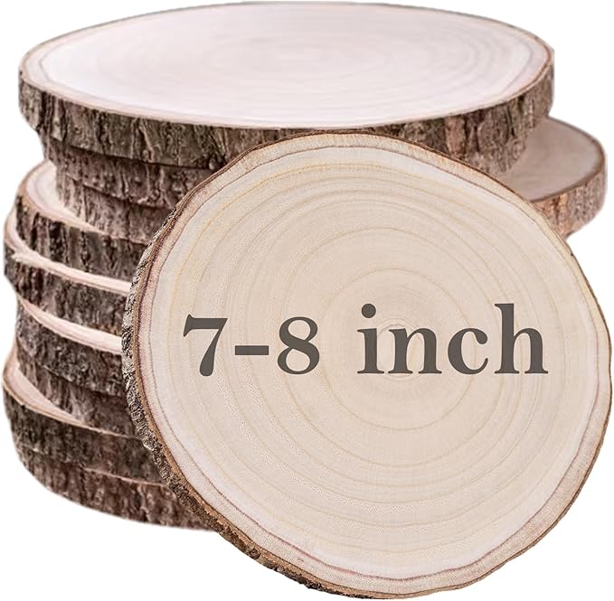 10 Pcs Natural Paulownia Wood Slices 7-8 Inches,Wood Slices for Centerpieces Table Decorations,Unfinished Rounds Wood for ...
