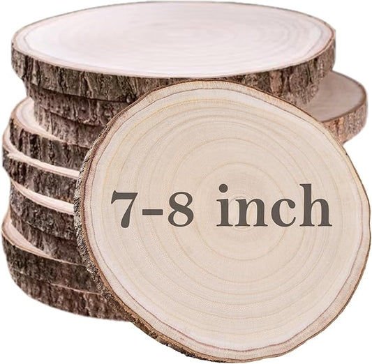 10 Pcs Natural Paulownia Wood Slices 7-8 Inches,Wood Slices for Centerpieces Table Decorations,Unfinished Rounds Wood for ...