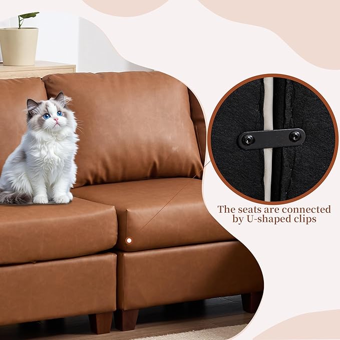 Modular Sectional Sofa,Modern U Shaped Sectional Couches for Living Room,6 Seat PU Leather Deep Seat Sectional Cloud Couch with Storage
