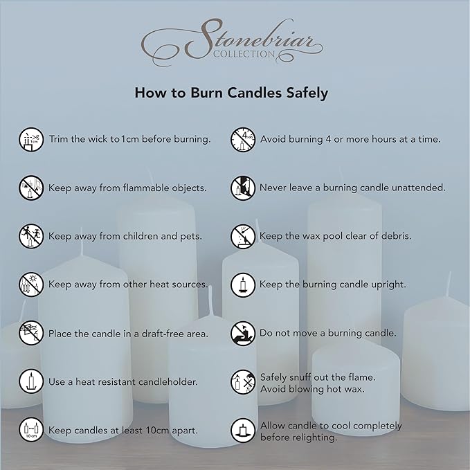 Stonebriar Unscented White Tall Pillar Candles, 35 Hour Burning Candle Pillars, Perfect for Decor, Weddings, Emergencies 3" X 4", 6 count