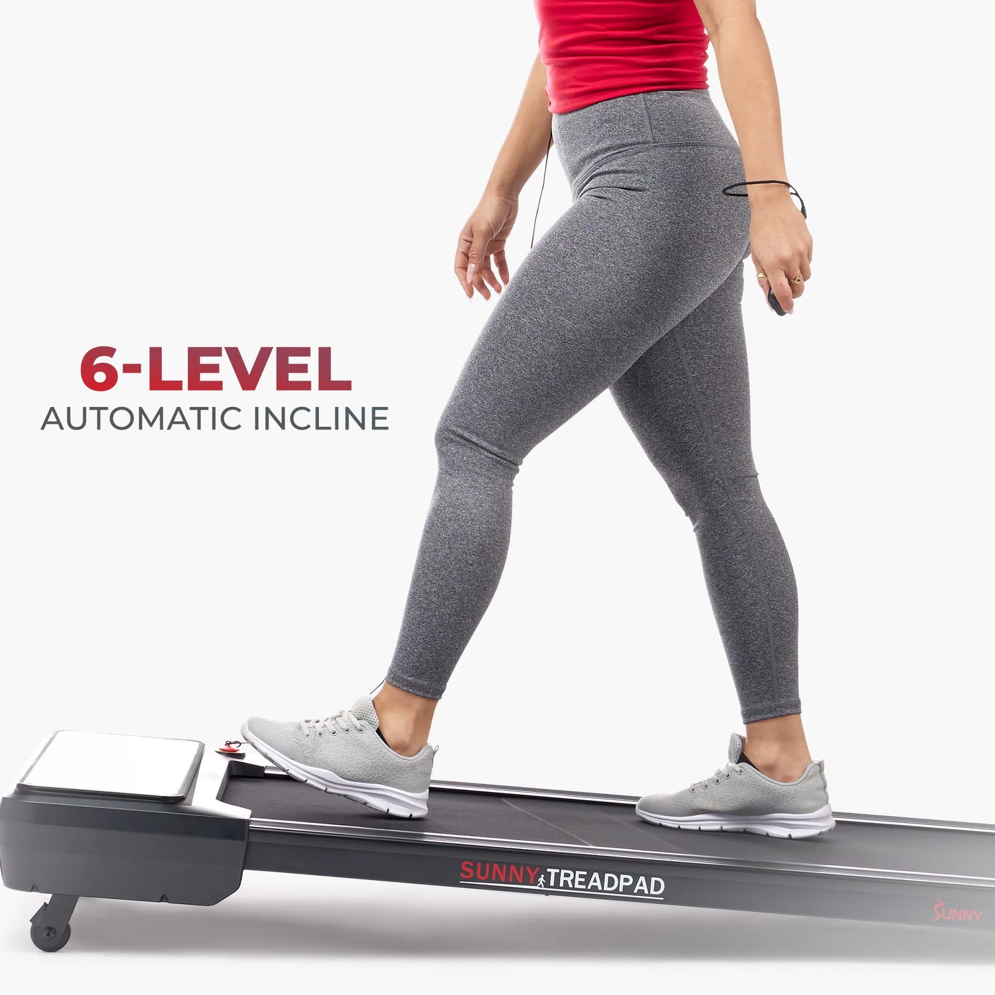 Sunny Health & Fitness Sleek Stride Compact Smart Treadmill with 6-Level Auto Incline & Exclusive SunnyFit® App Enhanced Bluetooth Connectivity - SF-T722069