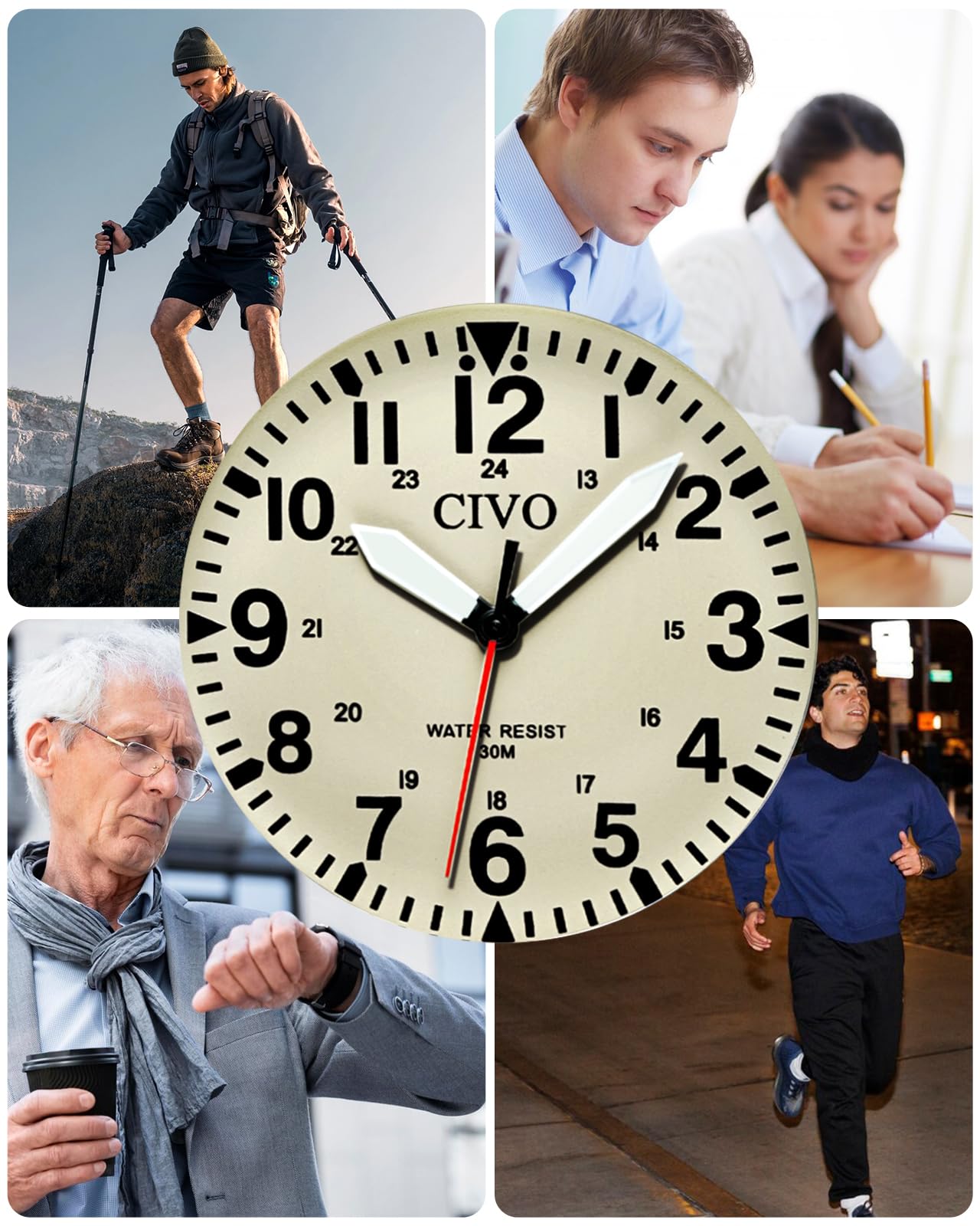 CIVO Analog Wrist Watches for Men: Leather Mens Watches Casual Design, Easy to Read, Waterproof