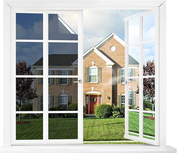 rabbitgoo Window Tint for Home One Way Privacy Window Film See Out Not in Heat UV Blocking Reflective Removable Static Cling Mirror Decorative House Glass Covering, Blue Silver, 17.5 Inch X 6.5 Feet
