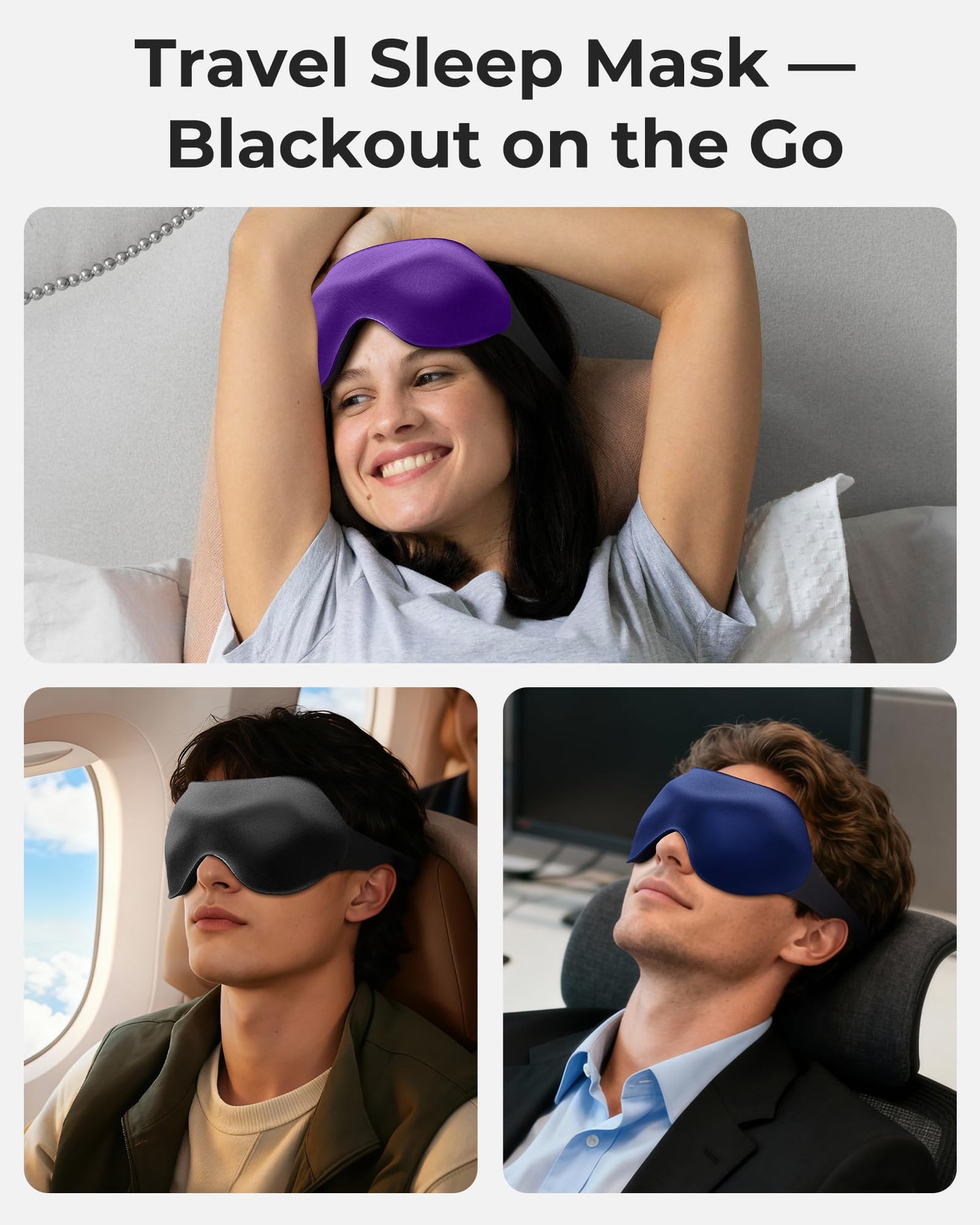Sleep Mask for Side Sleepers: Lash Extensions 3D Contoured Eye Mask – Airplane Travel Essential, Zero-Pressure Light Blackout Eye Mask for Women – Soft Night Blindfold for Long Flights (Purple)