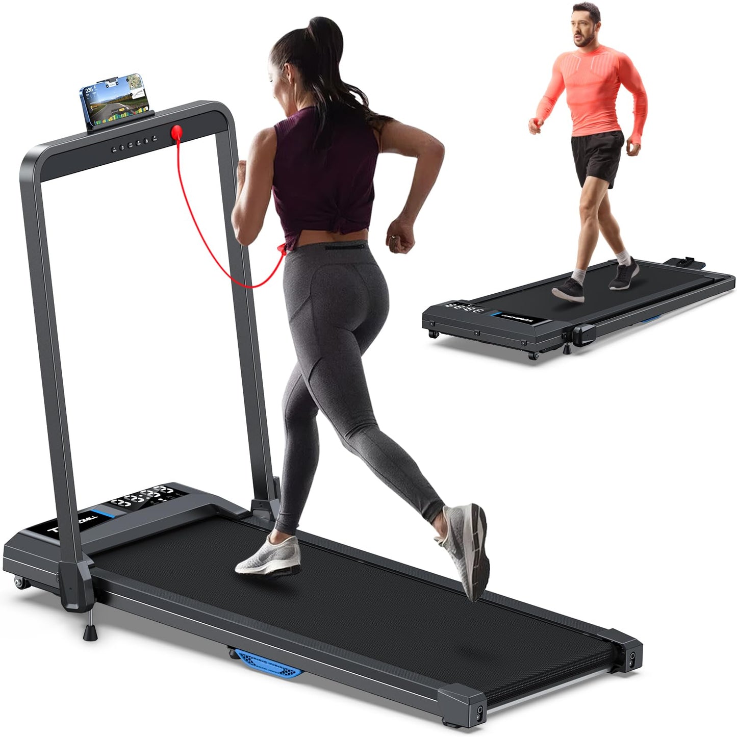 COZYINN 3HP 7.6MPH 350+lb Capacity Treadmills for Home, 10% Adjustable Incline Walking Pad, Portable Foldable Treadmill with 16"*41" Wide Running Area, Mute Control, Works with Smart APP