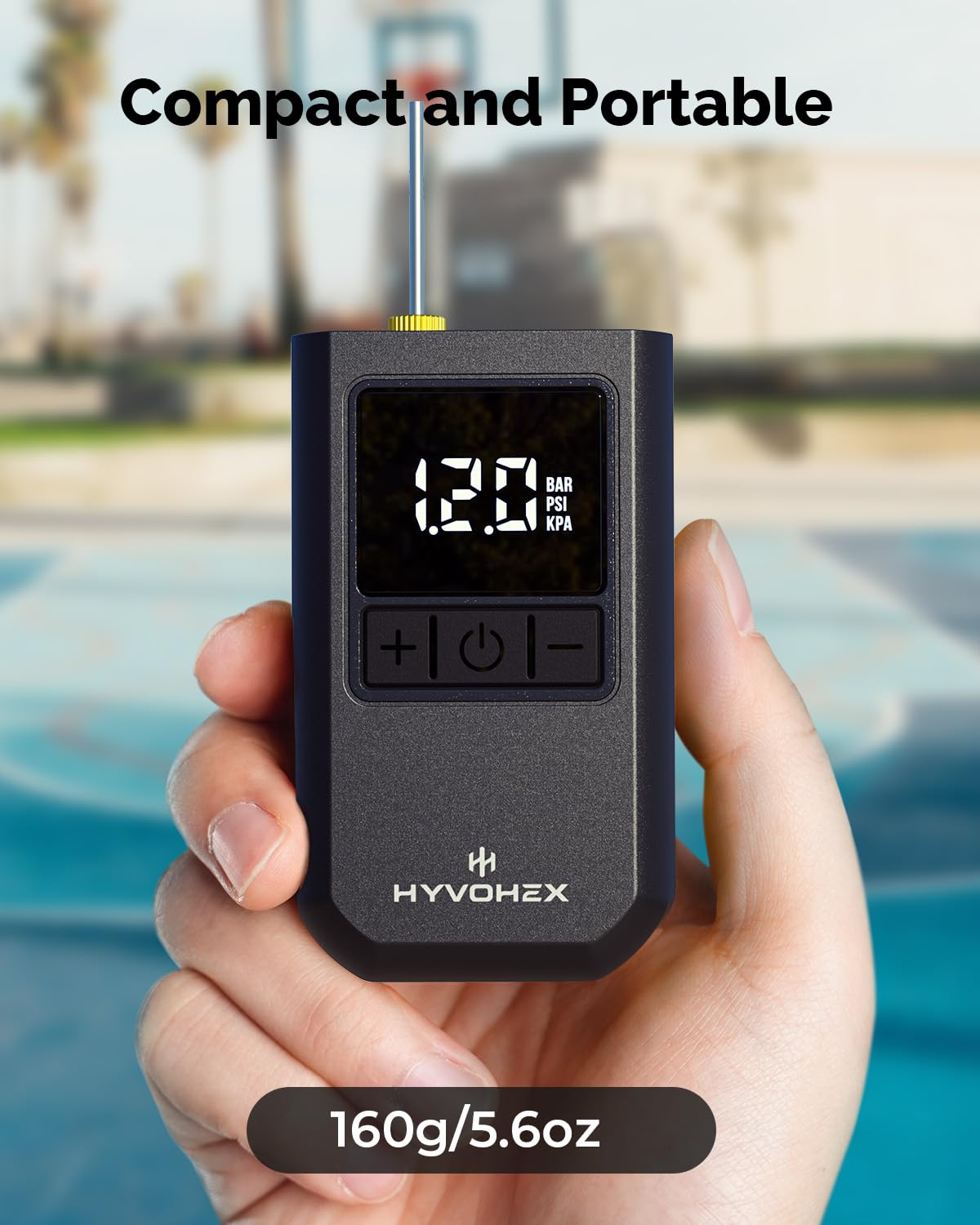 Ball Pump for Sports Balls, HYVOHEX Portable Electric Basketball Pump Ultra Fast Inflation, with Digital LED Display Air Pump for Balls, Preset Pressure with Ball Needle for Soccer, Volleyball