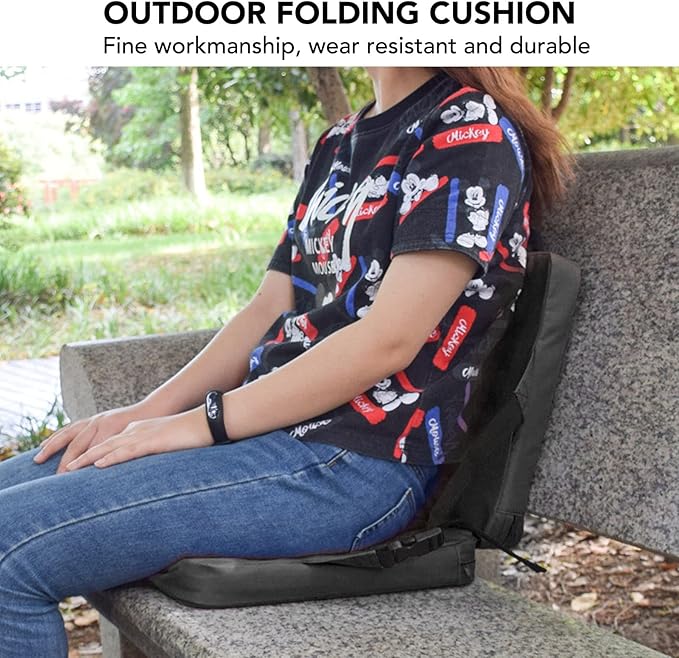Alomejor Stadium Seat with Back Support, Outdoor Chair Foldable Soft Sponge Cushion for Sports Fans, Beach Lovers, and Outdoor Events