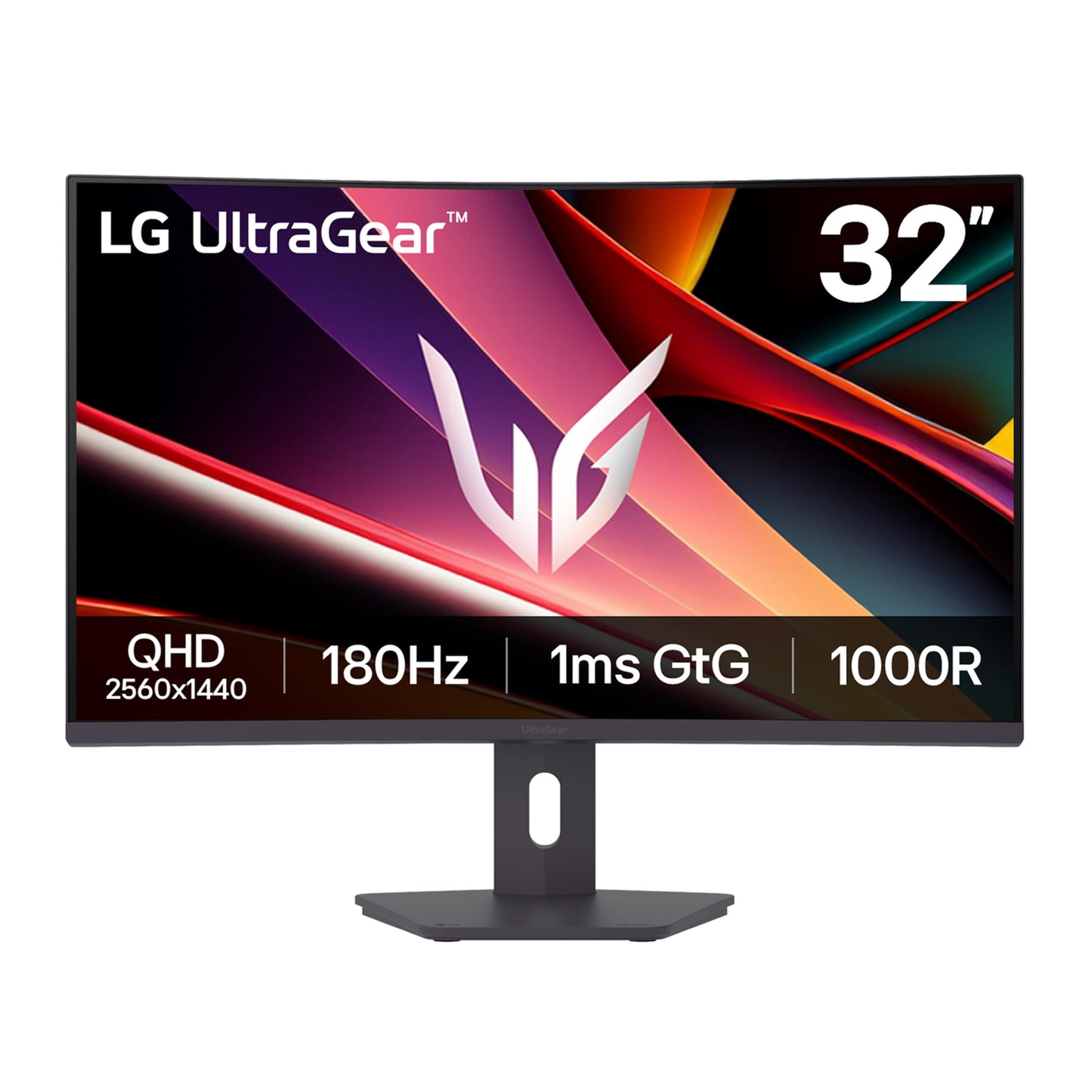 LG 32G600A-B 32-inch Ultragear QHD (2560 x 1440) Curved Gaming Monitor, 180Hz, 1ms, AMD FreeSync, HDMI, DisplayPort, Tilt/Height/Swivel Adjustable Stand, Black