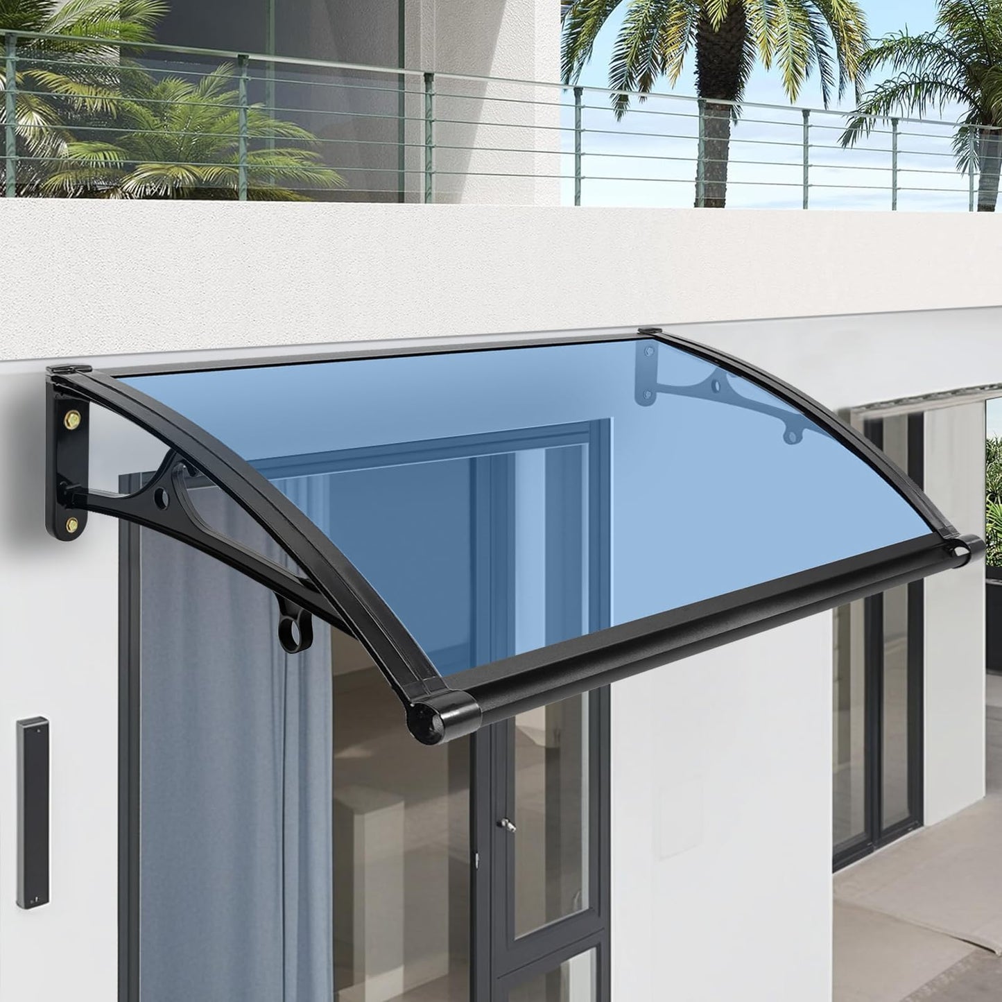 Awning for Door Entrance - Aluminum Bracket awnings for Doors Canopy Metal awnings for Windows Outside Front Doors/Window Overhang porches 24x32in Awning Canopy for Patio/Deck/Cellar UV/Rain