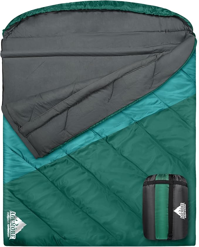 AGEMORE Sleeping Bag for Adults, Single and Double Size, Lightweight Waterproof XXL Sleeping Bag for Adults Kids Couples C...