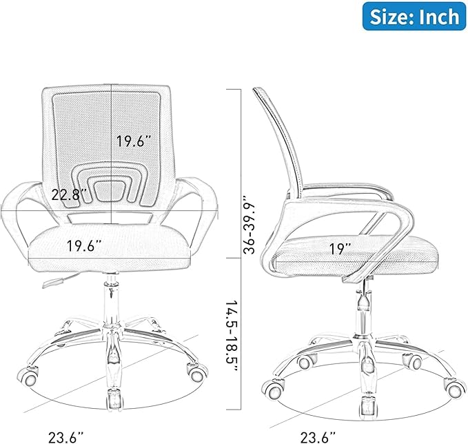 Bonzy Home Ergonomic Conference Room Chairs Set of 10, Rolling Office Chairs with Wheels, Mesh Computer Desk Chair with 360°Swivel, Height Adjustable, 10 Pack