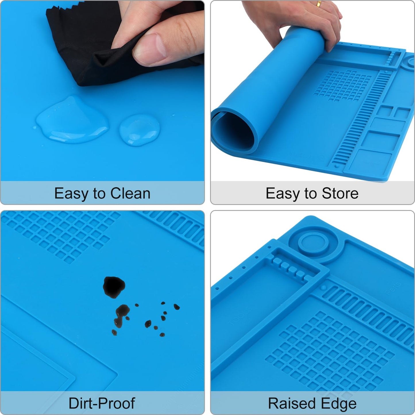 STREBITO Silicone Soldering Mat Electronics Mat, Solder Pad Heat Resistant 932°F, Magnetic Work Mat Silicone Repair Mat for Soldering, Computer, Laptop, Cell Phone, RC, Watch, Gun, Size 17.7" x 11.8"