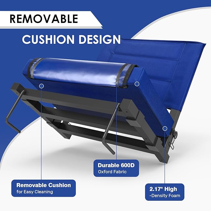 LLEVTIC Stadium Seats with Back Support,Bleacher Chairs with Cushion, Portable Folding Stadium Chair with Removable Cushion and Large Pocket for School Events Sports Game