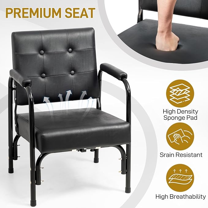 Winado Auto Recline Shampoo Chair, Portable Salon Barber Chair with Tilted Backrest, Heavy Duty Spa Beauty Equipment for Hair Stylists, Tattoo Artists, Cosmetologists, Black