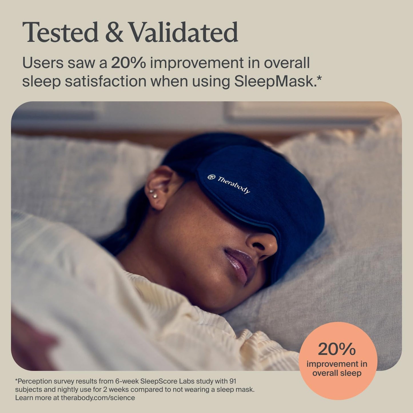 TheraGun Therabody Sleep Mask Ultra-Comfortable, 100% Blackout Sleep Eye Mask with Gentle Eye Massager Vibration for Stress Relief, Headache Relief & Self Care - Facial Massager for Women & Men