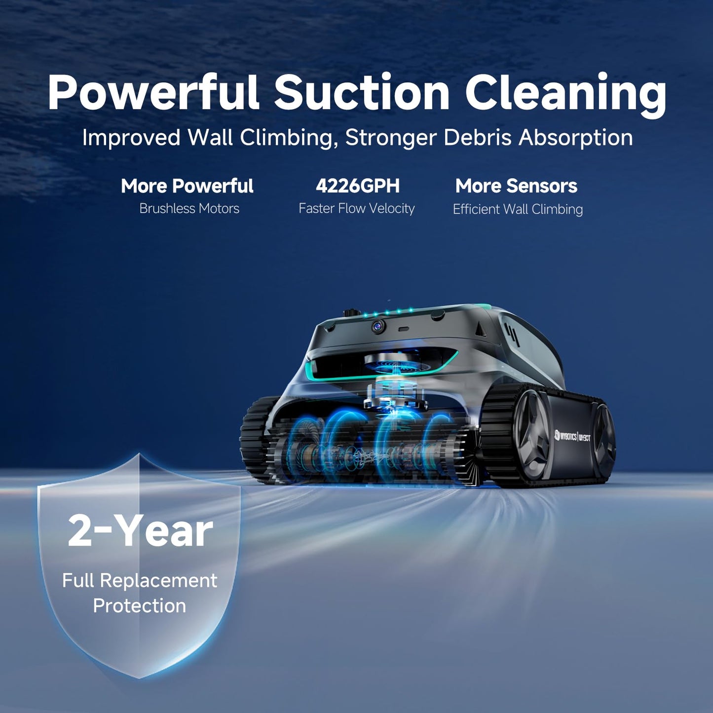 WYBOT S2 Vision AI Camera Cordless Pool Cleaners for Inground Pools, 8-in-1 Pool Vacuum Robot, Brushless Motor Powerful Suction, Wall Climbing, Horizontal Waterline Scrubbing (Grey Green)