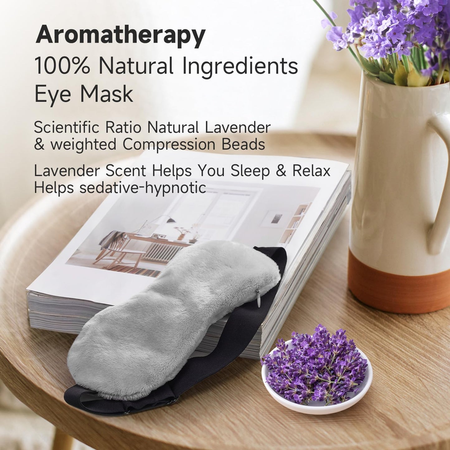 Umisleep Lavender Eye Mask, 0.45 lb Aromatherapy Weighted Eye Mask for Dry Eyes, Sleep Mask for Men Women, Hot Therapy Eye Cover for Compression Pain Relief, Eye Pillow for Puffy Eyes, Sinus Pain-Grey