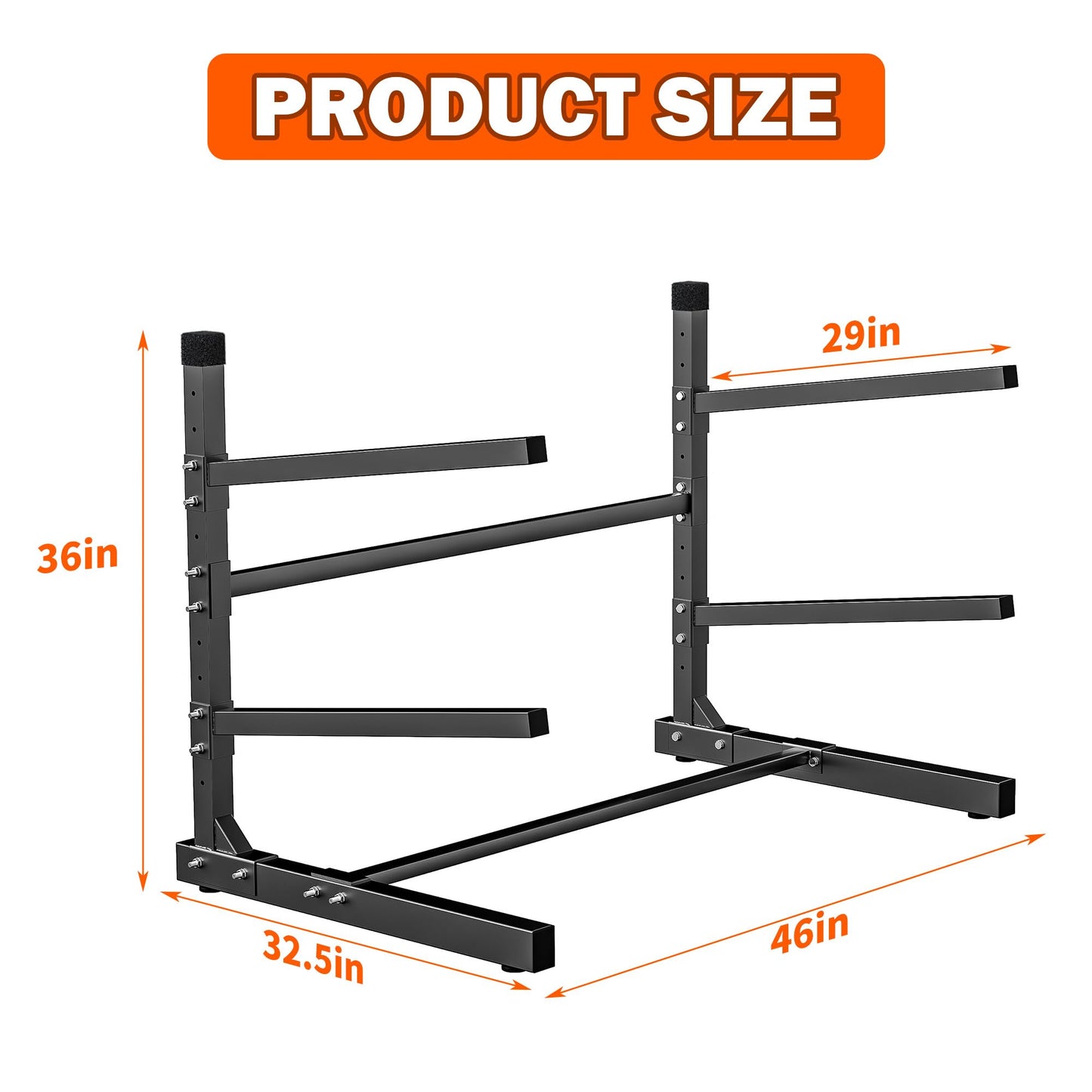 Ultrawall Kayak Storage Rack, Freestanding Kayak Rack for Garage, Adjustable Kayak Stand, Heavy Duty Paddle Board Rack for Kayak, Canoe, Surfboard, 320lbs Capacity, Indoor & Outdoor Use, 2 Levels