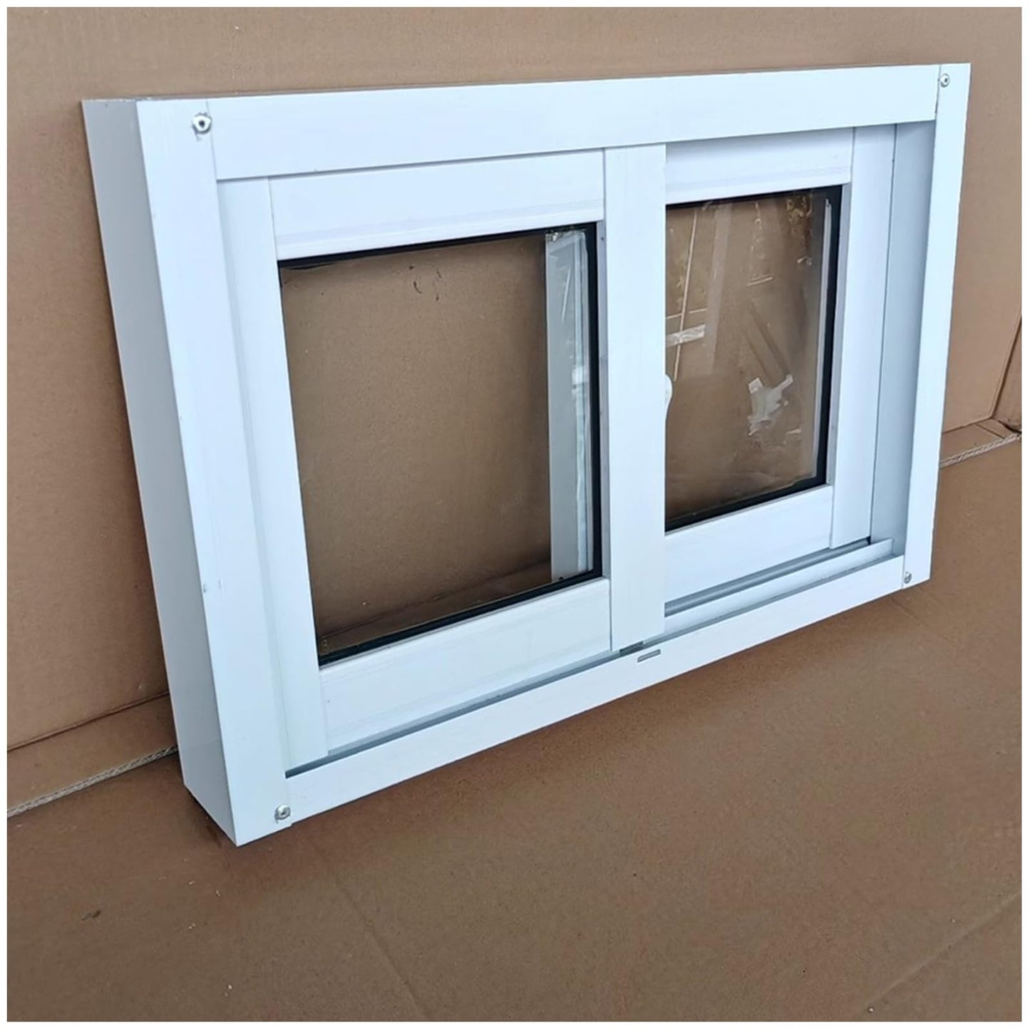 SHZYJBRY Home Windows Replacment, 15.75 x 23.62IN Aluminum Alloy Frame White Sliding Window, Basement Window Mobile Home House Window for Ventilating