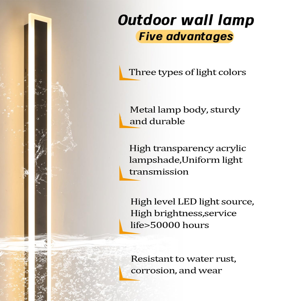 SMINGYINGZ 39 Inch Black Modern Outdoor Wall Light 3000K-6000K Dimmable Modern Exterior Wall Sconce Long LED Linear Exterior Lights for Patio Garden Garage