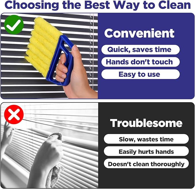 4 Pcs Blind Cleaner Tool 7 Finger Microfiber Window Blind Duster for Cleaning Washable Mini Blinds Cleaner Duster Tool for Cleaning Blinds, Ventilation Vents, Fans and Air Conditioner