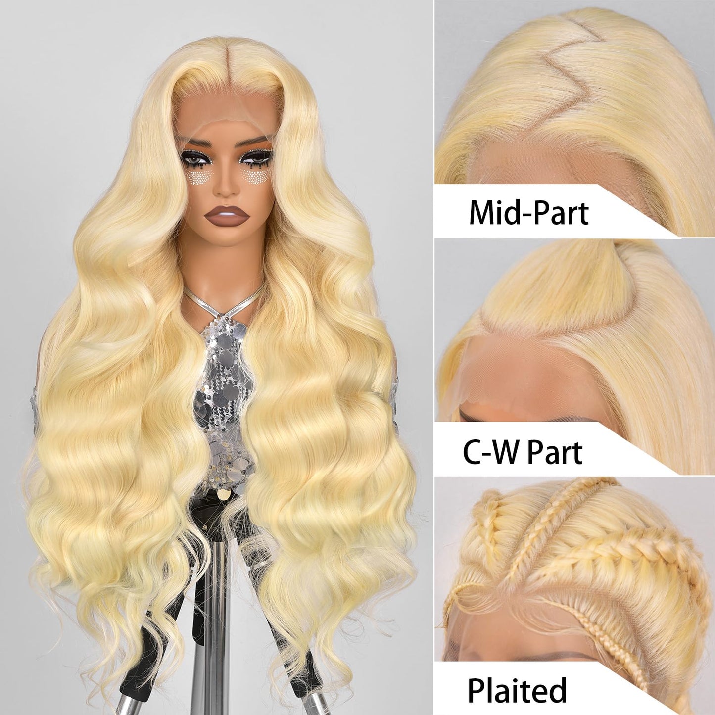 Alimubi 613 13x6 Lace Front Wig Human Hair 200 Density 613 Lace Front Wig Human Hair Body Wave Blonde Wig Human Hair(26 Inch)