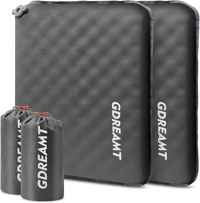 GDREAMT Inflatable Seat Cushion, Self-Inflating Memory Foam Stadium Seats Cushion Lightweight & Compact Chair Sitting Pad Airplane Cushion for Long Flight Travel Outdoor Camping Car Bleachers Office