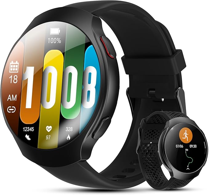 GPS Smart Watch for Men With AI (Answer/Make Call), 1.43" Micro-Spherical AMOLED Smartwatch for Android and iPhone, 150+ S...