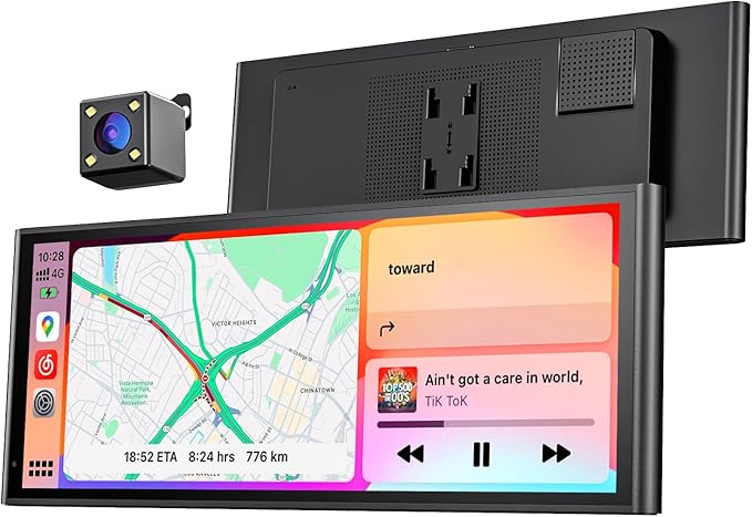 krunia 9.26" Wireless Portable Car Play Screen for Apple CarPlay & Android Auto, OTA Updates, Backup Camera, Mirror Link, ...
