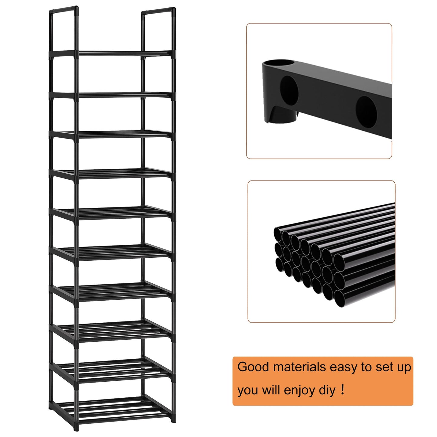 OYREL Shoe Rack, Sturdy Metal Shoe Rack Organizer,Narrow Shoe Racks for Closets,Shoes Rack,Shoe Stand,Shoe Shelf