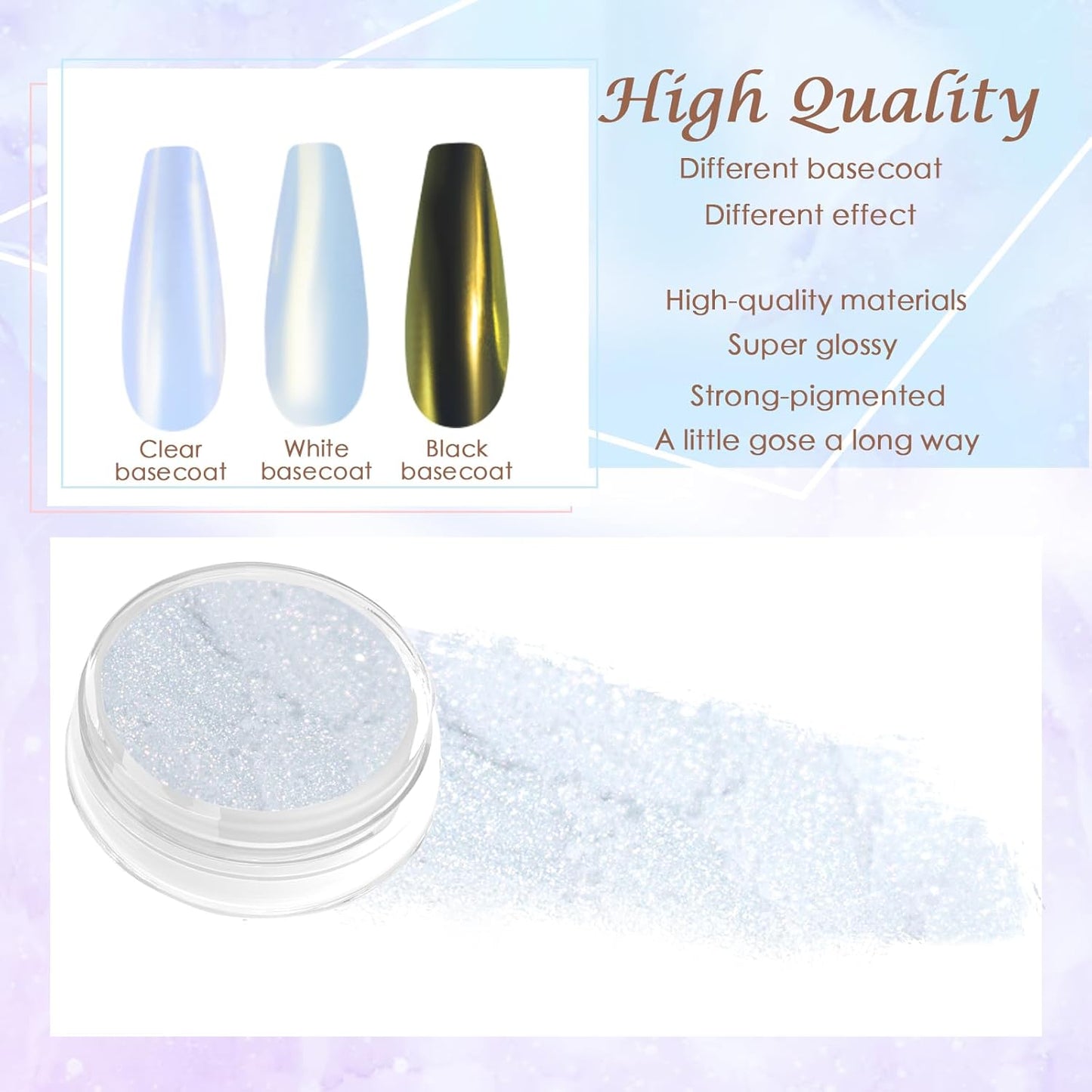 Laza Chameleon Pearl Chrome Nail Powder, Glazed Donut Metallic Mirror Effect Pigment, Iridescent Aurora Nail Glitter Holographic Fairy Dust Nail Art Supplies Nail Techs, Resin Craft – Mermaid Legend
