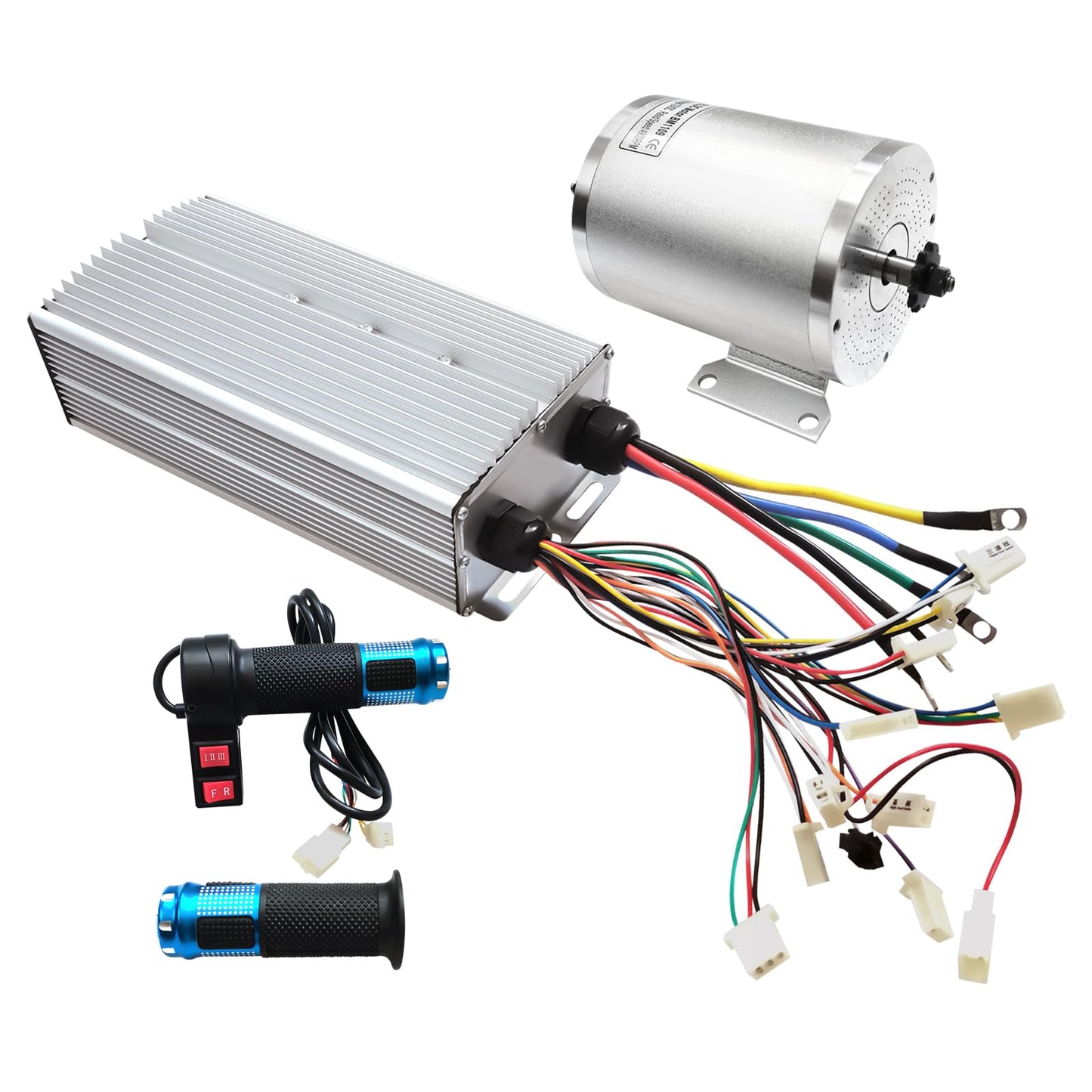 Electric Brushless DC Motor Kit, 72V 3000W E-Bike Brushless Motor Controller Kit 6000RPM Ebike DIY Conversion w/Handlebar Throttle for Go-Karts E-Scooter & Electric Bikes