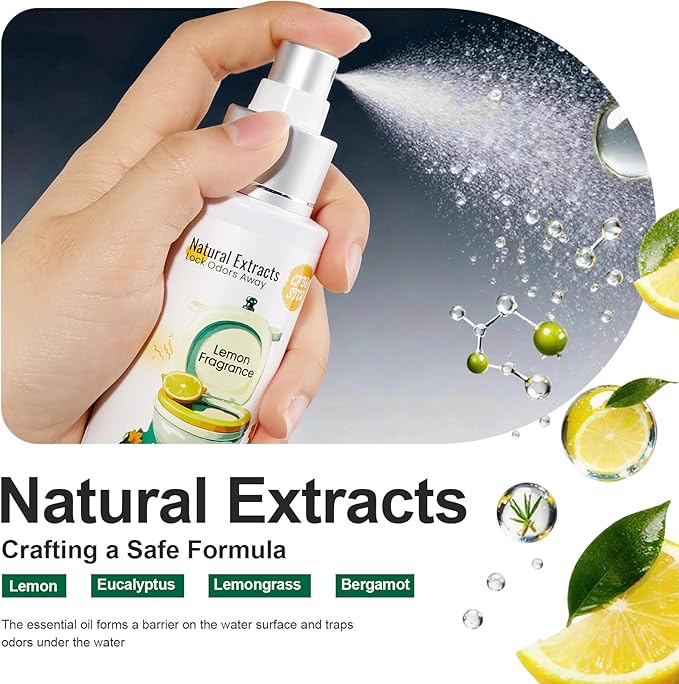 Toilet Spray Bathroom Deodorizer : Natural Essential Oil Odor Eliminator Pre and Post Use for Women & Men Home Travel 2 Pack