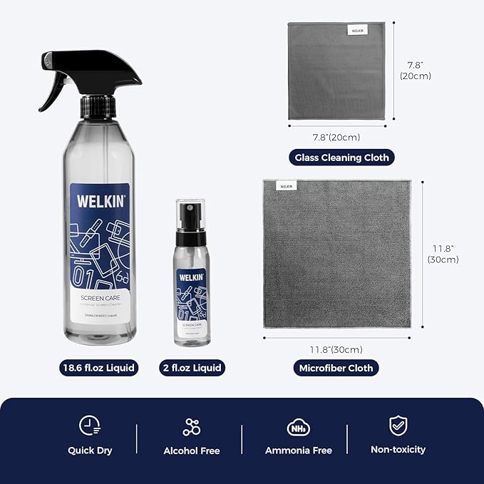 CLICK CLEAN Cleaning Kit, 1 x Cleaning Gel for Car Interior and Keyboard, 2 X Cleaning Mist 1 Microfiber Cloth and 1 Glass Wipe Included