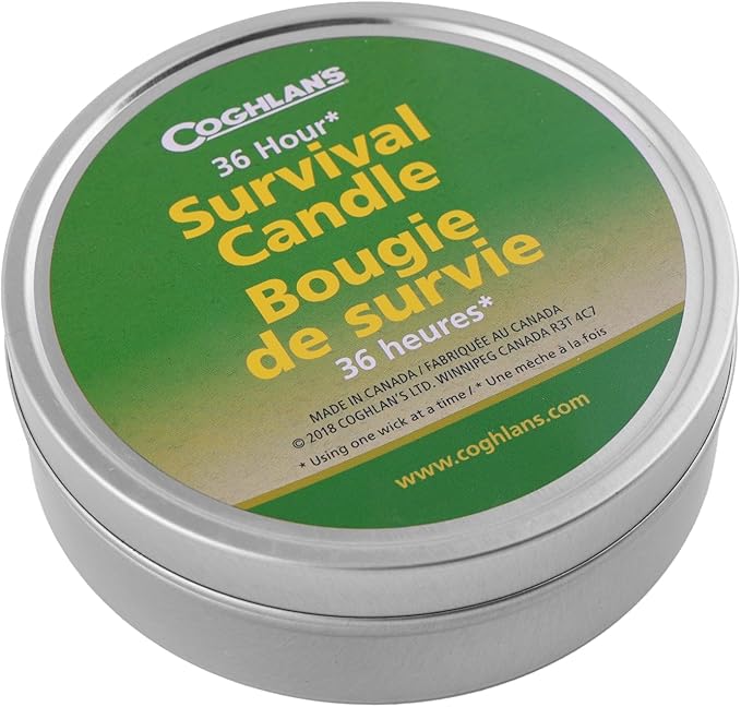 Coghlan's 36-Hour Emergency Survival Candle – Paraffin Wax Candle in Aluminum Tin Container, Triple Wick, Long-Lasting Lig...